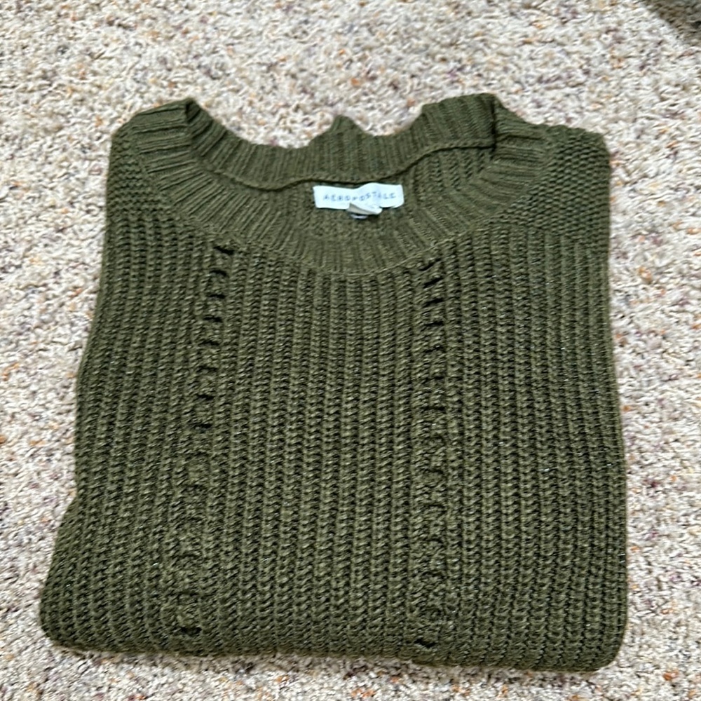 Aeropostale Olive Green Knit Sweater